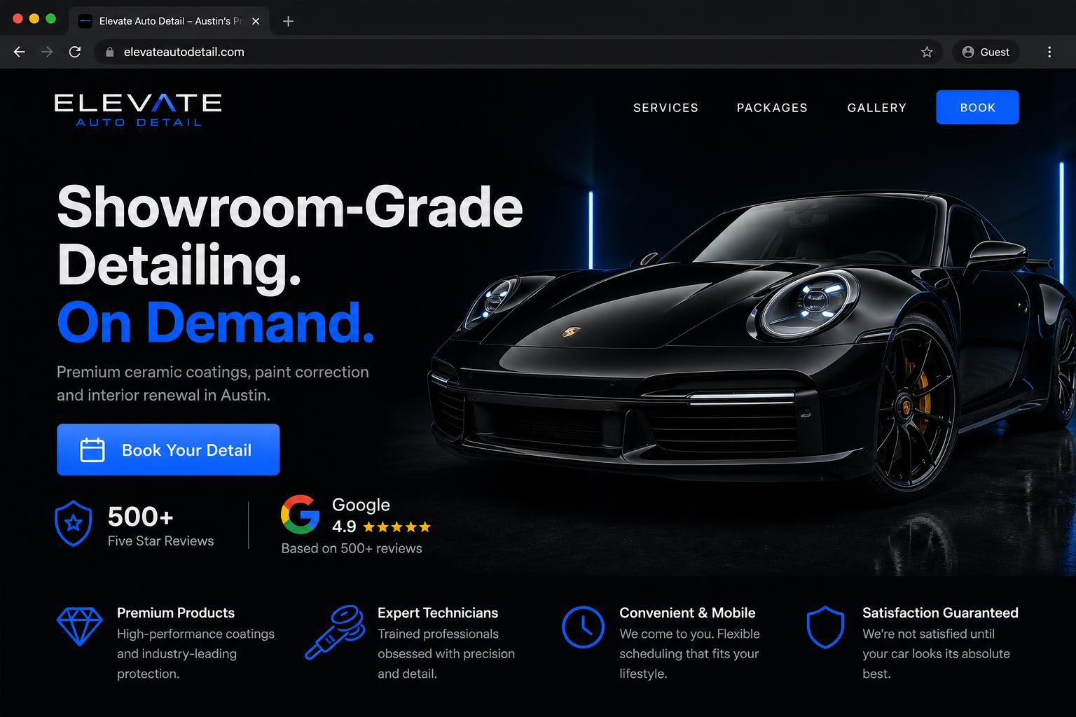 Hale Auto Detailing modern premium website after Local Velocity redesign