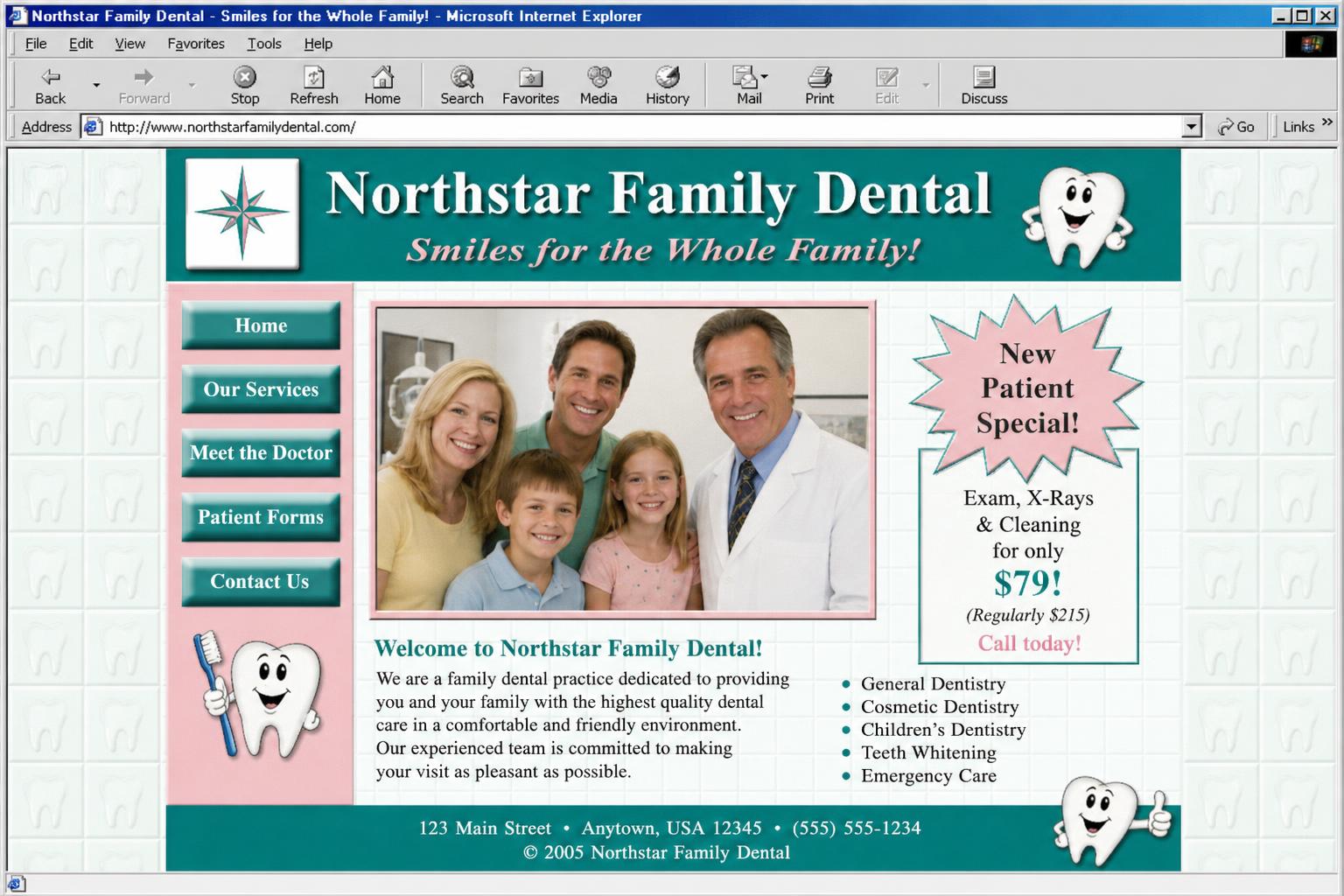 Northstar Dental Care outdated website before redesign