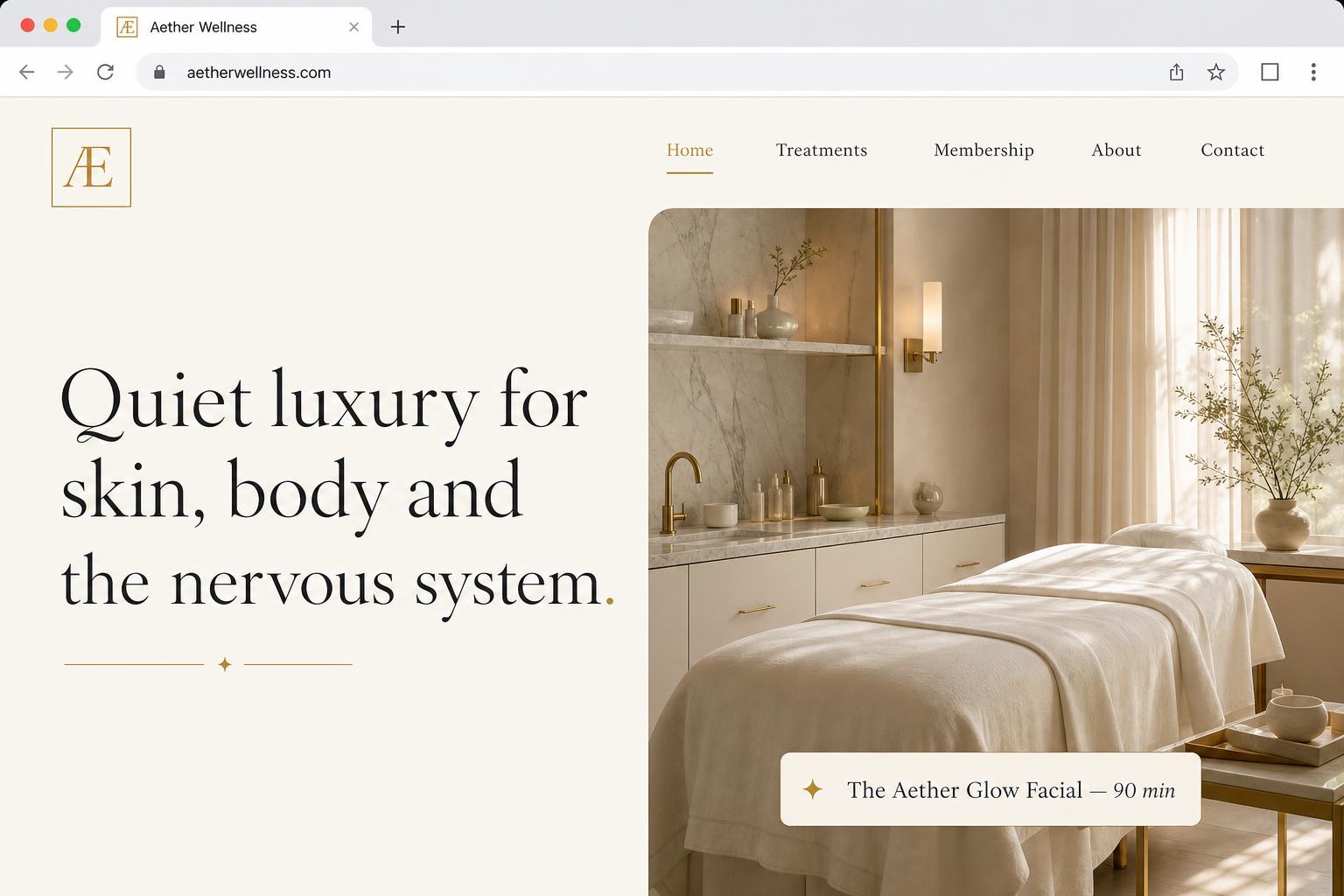 Aether Wellness concept website preview