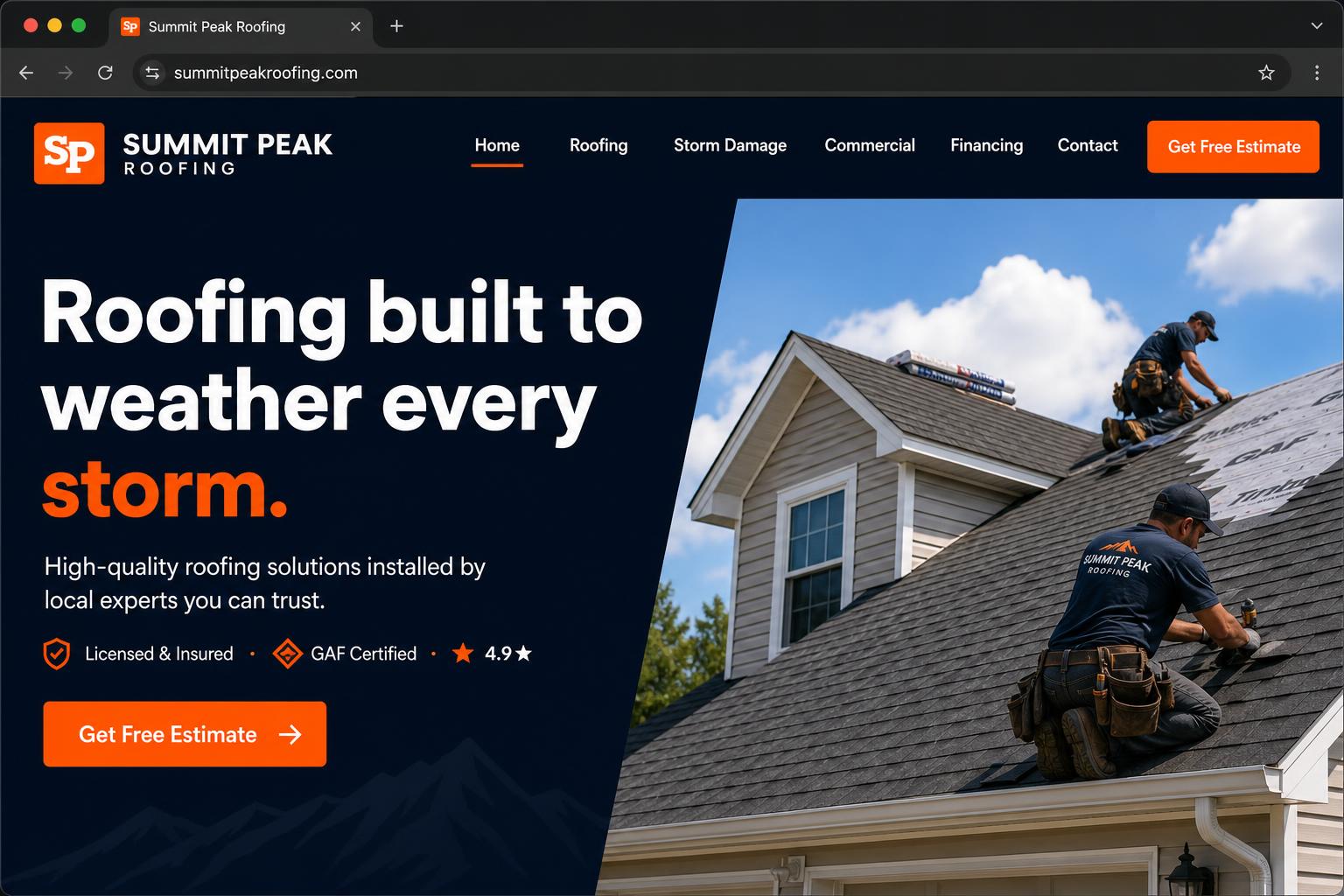 Summit Peak Roofing concept website preview